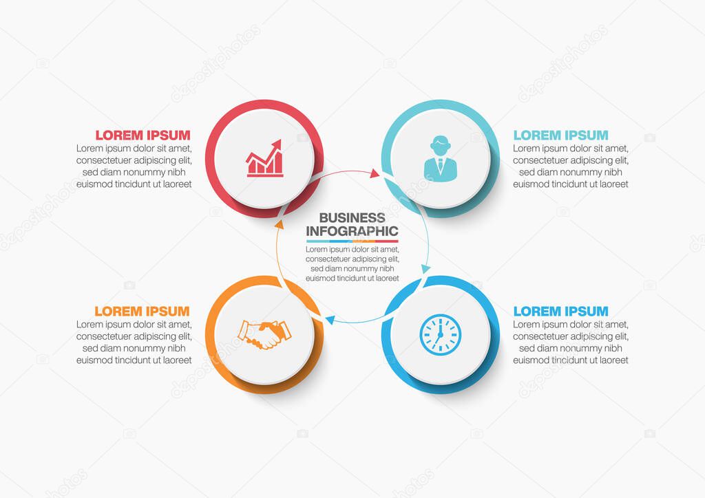 Presentation Business circle infographic template with 4 options.