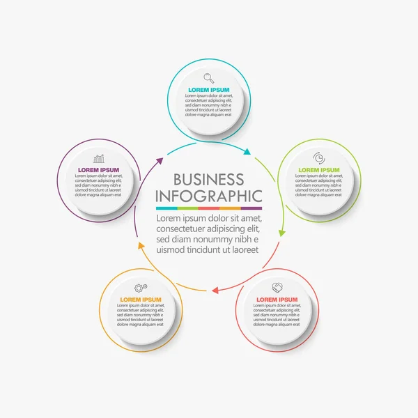 Präsentation Geschäftskreis Infografik Vorlage Mit Optionen — Stockvektor