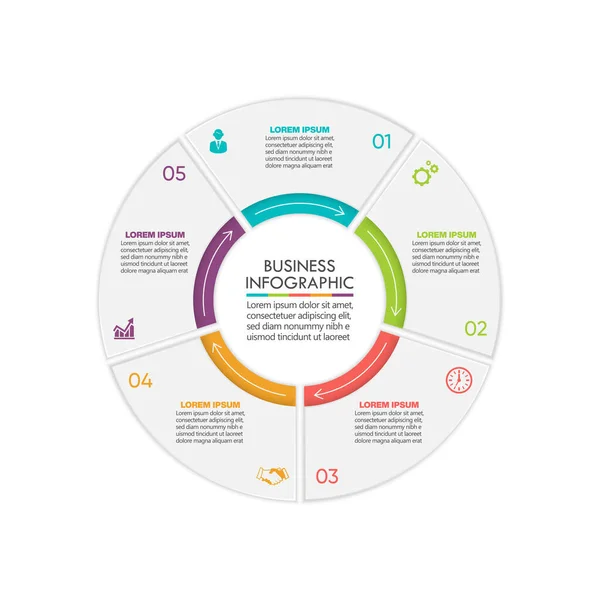 Präsentation Geschäftskreis Infografik Vorlage Mit Optionen — Stockvektor