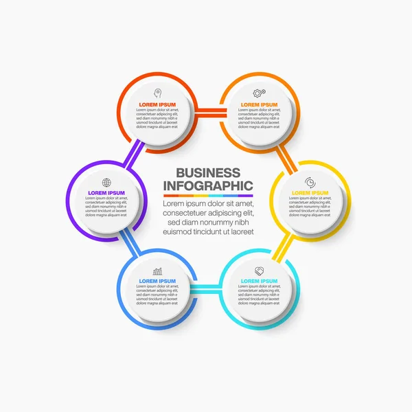 Presentación Plantilla Infográfica Círculo Empresarial Con Opciones — Vector de stock