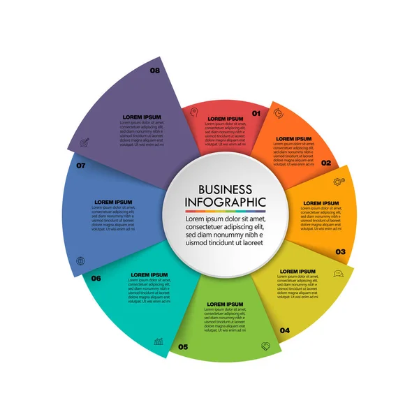 Cercle Affaires Icônes Infographiques Timeline Conçues Pour Modèle Fond Abstrait — Image vectorielle