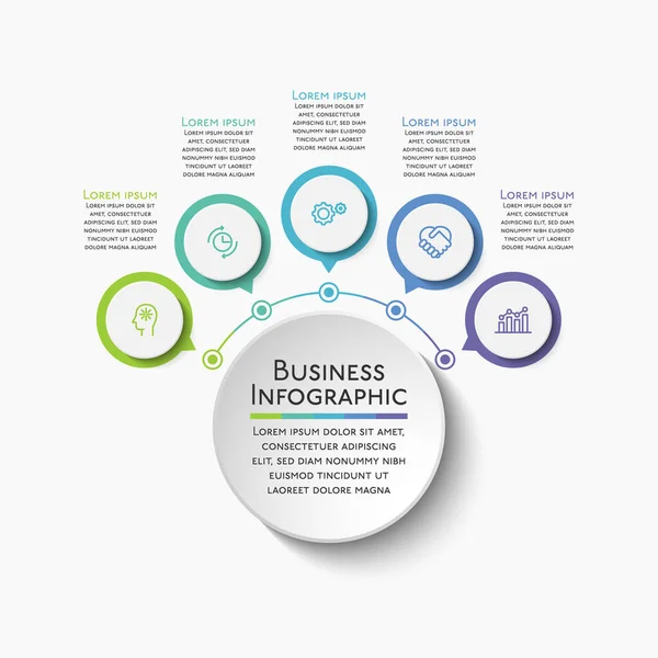 Business Data Visualization Timeline Infographic Icons Designed Abstract Background Template — Stock Vector