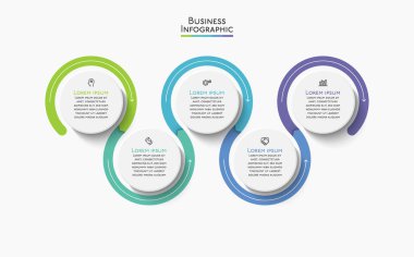 İş verisi görselleştirmesi. Soyut arkaplan şablonu için dizayn edilmiş zaman çizgisi bilgi simgeleri 