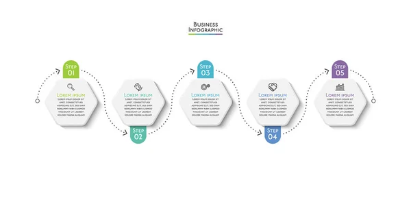 Visualisering Affärsdata Tidslinje Infographic Ikoner Utformade För Abstrakt Bakgrund Mall — Stock vektor