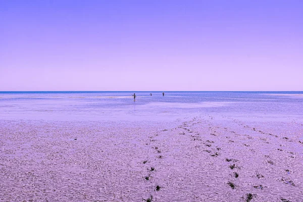 Denizde dalgalar olmadan ufuk çizgisi
