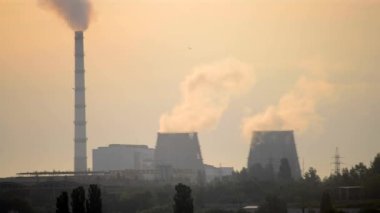 Timelapse termik santral günbatımı şafak