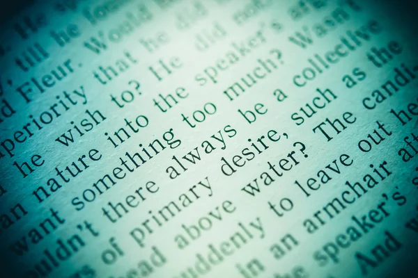 Words in a book printed in black close-up — Stock Photo, Image