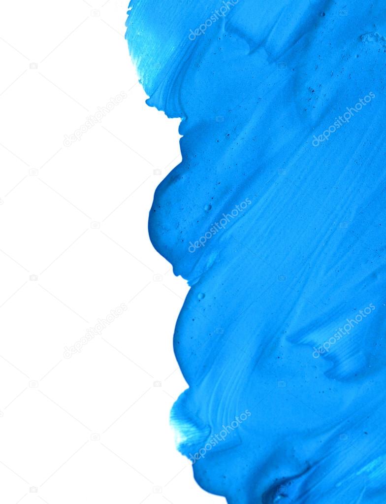 edge of the blue paint on the white paper
