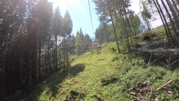 Movimento de teleférico na floresta — Vídeo de Stock