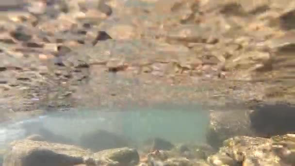 Water stroomt in een berg rivier — Stockvideo