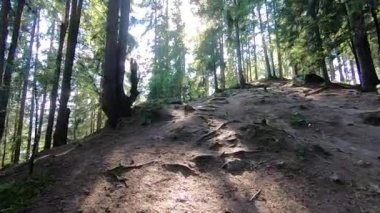 Bir adam bir dağın yamacına tırmanır.