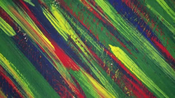 Birçok farklı renkte çizgi fırçayla kaotik bir şekilde çizilir — Stok video