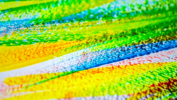 Heldere gevarieerde kunstachtergrond van gekleurde lijnen van penseelstreken — Stockvideo