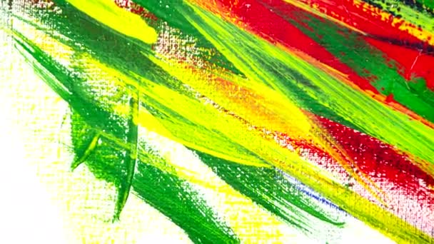 Background from different strokes of red, yellow, green and blue paint — Stock Video