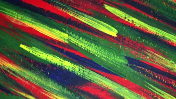 Bright variegated multicolored background of brush strokes with different paint — Stock Video