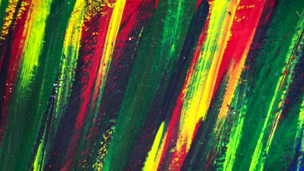 Heldere gevarieerde kunstachtergrond van gekleurde lijnen van penseelstreken — Stockvideo