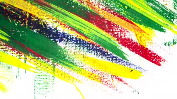 Jasně pestré umělecké pozadí barevných čar tahů štětcem — Stock video