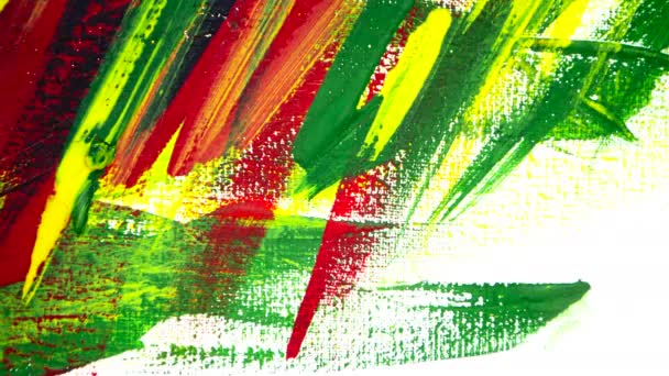 Fondo de diferentes trazos de pintura roja, amarilla, verde y azul — Vídeo de stock
