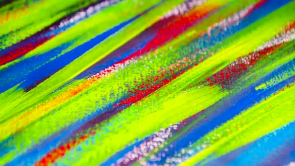 Linee ricoperte di tela pitture multicolore primo piano. — Video Stock