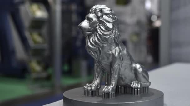3D-modell tryckt på metall 3D-skrivare närbild. — Stockvideo
