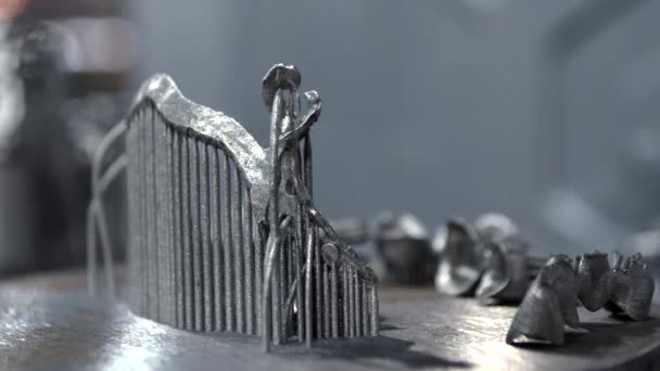 3D-model van menselijke tanden gedrukt op 3D-printer voor metalen close-up. — Stockvideo