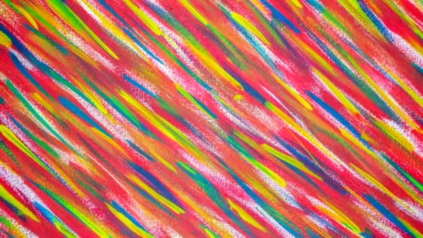 Lumineux fond coloré de lignes colorées vives avec des peintures liquides — Video