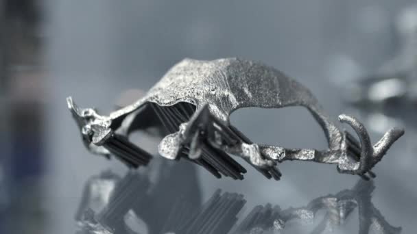 3D-Modell für Dentaldruck auf 3D-Drucker für Metall-Nahaufnahme. — Stockvideo