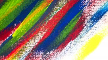 Bir eli izole beyaz kağıt üzerinde çok renkli fırça darbeleri.