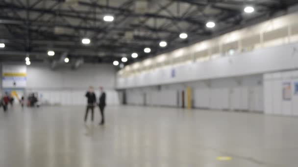 Large open and empty part of a large building inside. — Stock Video