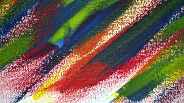 Pinceladas multicolores sobre papel blanco. Fondo creativo abstracto — Vídeo de stock