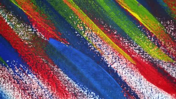 Pinceladas multicolores sobre papel blanco. Fondo creativo abstracto — Vídeo de stock