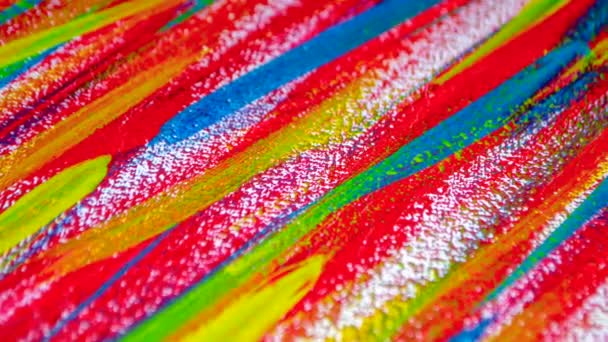 Lumineux fond coloré de lignes colorées vives avec des peintures liquides — Video