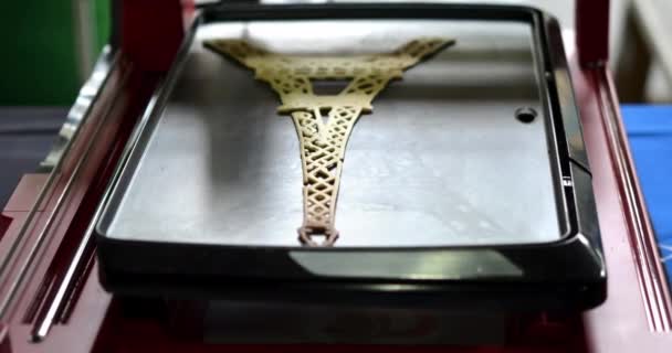 3D nyomtató, ami folyékony tésztát nyomtat. 3D nyomtató palacsinta nyomtatása — Stock videók