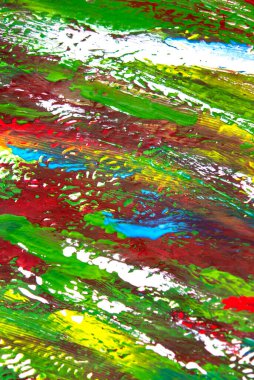 Beyaz kağıt üzerinde çok renkli fırça darbeleri. Soyut yaratıcı arkaplan