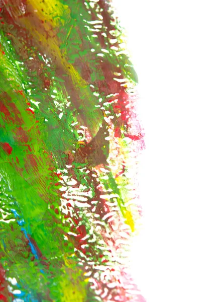 青、黄色、緑、赤の絵具の線が描かれた芸術創造的なキャンバス — ストック写真