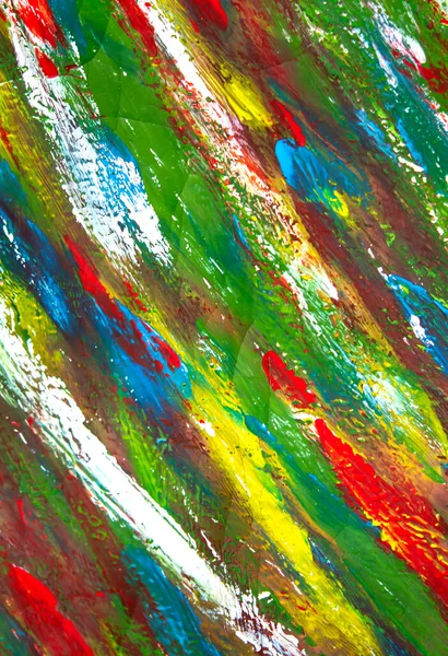Muchas coloridas líneas de pintura de colores brillantes dibujadas sobre lienzo de cerca. — Foto de Stock