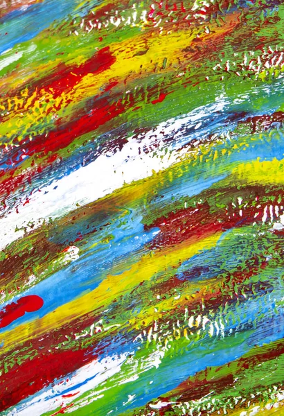 Muitas linhas de pintura coloridas coloridas coloridas na tela close-up. — Fotografia de Stock