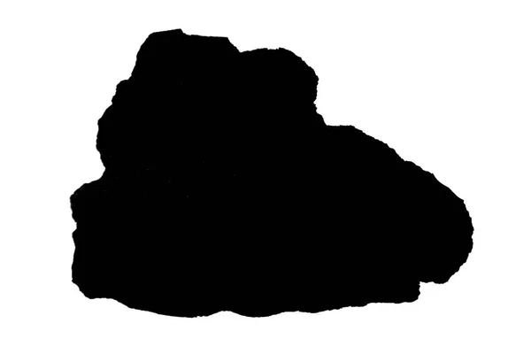 Czarna plama akwarelowa z pociągnięć pędzla izolowana na białym tle. — Zdjęcie stockowe