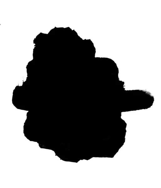 Czarna plama akwarelowa z pociągnięć pędzla izolowana na białym tle. — Zdjęcie stockowe