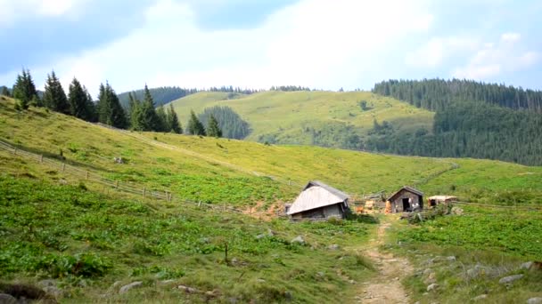 Dağlardaki eski yalnız evler — Stok video