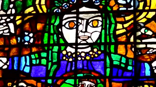 Woman with child stained glass — Stock Video