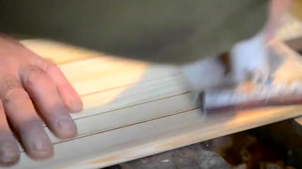 Lixar barras de madeira — Vídeo de Stock