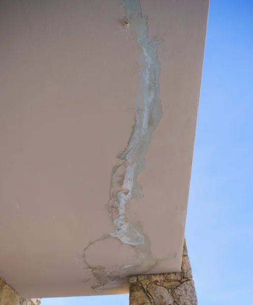 terrace damaged by water infiltrations and waterproofing problems