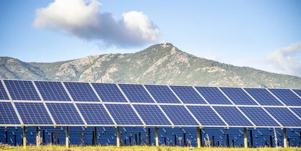 Solar Panel Sunlight Blue Sky Background Concept Clean Energy Power — Stock Photo, Image