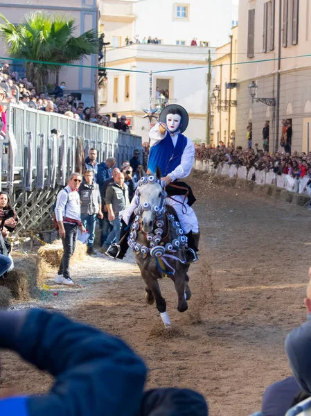 Sartiglia Oristánská Tradiční Karneval Sardinii Itálie — Stock fotografie