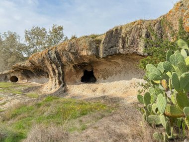 Burdaga Asuni 'den Antik Domus de Janas Sardinya kayalık arazisine oyulmuş