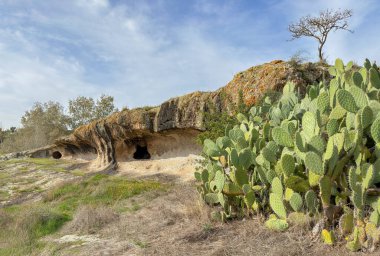 Burdaga Asuni 'den Antik Domus de Janas Sardinya kayalık arazisine oyulmuş