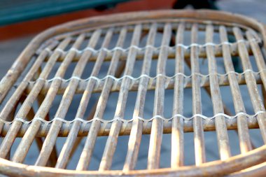 Bambu el yapımı bambu masasının portre görüntüsü