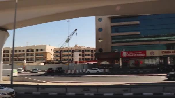 Country City Dubaj Datum 2021 Pohled Město Dubai Jedoucího Auta — Stock video