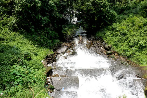 View Water Flowing Rock Hill Waterfall Kerala India — Foto Stock